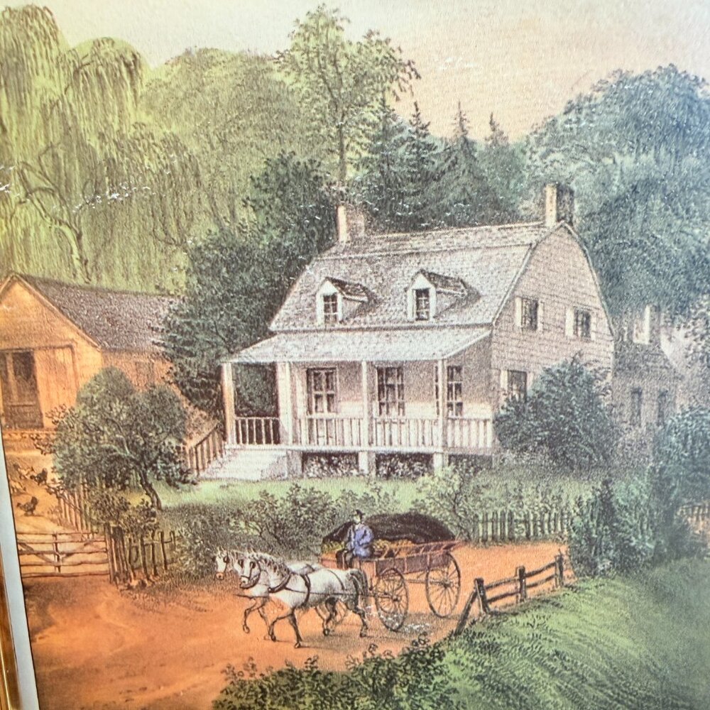SOLD 1960's Currier & Ives "American Homestead Summer" Framed Lithograph - Picture 8 of 11